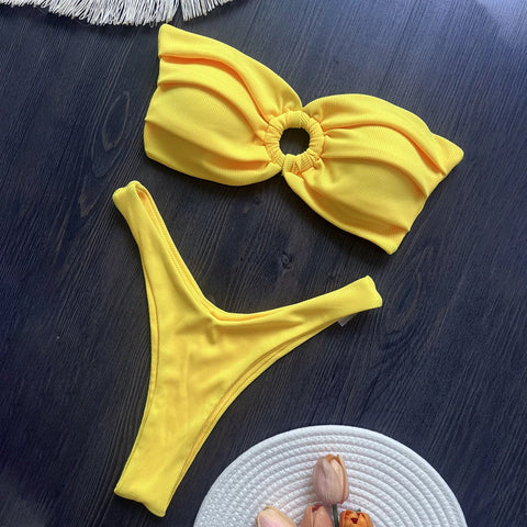 Para Praia Thong Bikini 2025 - 13 Colors Brazilian Bandeau Swimwear for Women