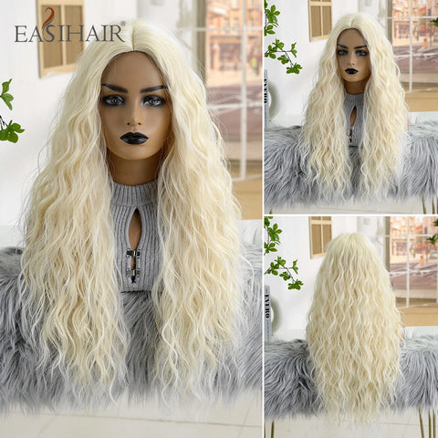 EASIHAIR Long Brown Ombre Synthetic Wigs for Women - Natural Wavy Cosplay Wig