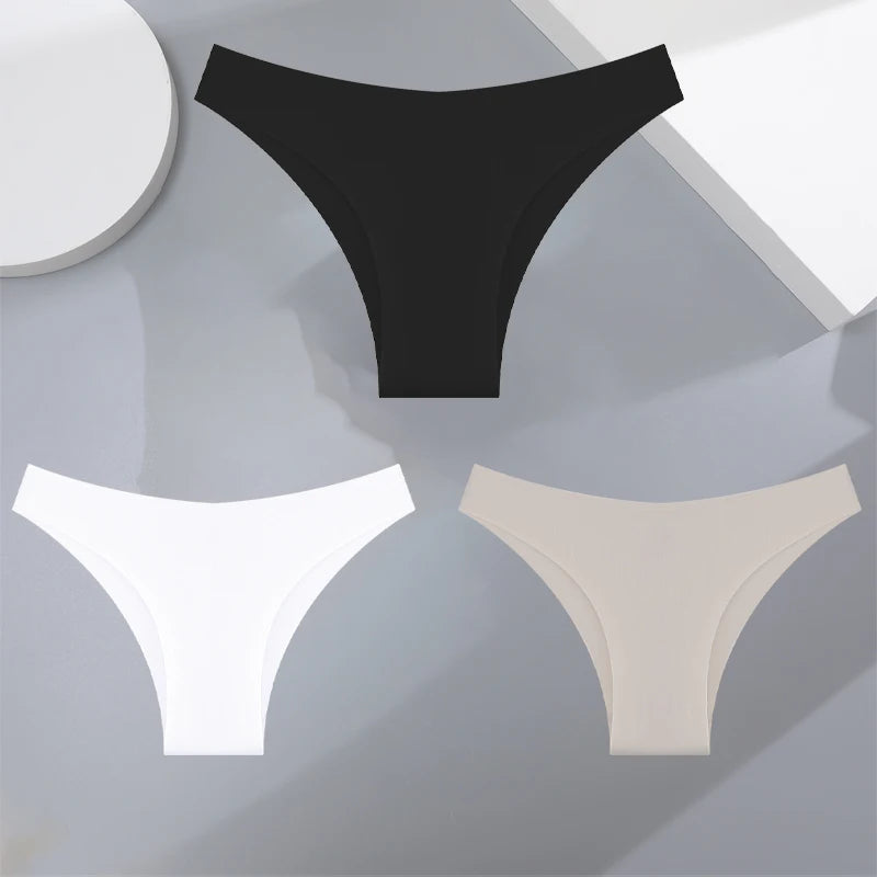 3Pcs Ultra-thin Seamless Silk Underwear for Women