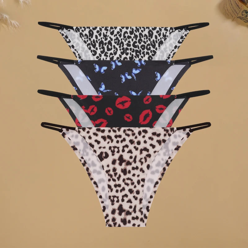 4Pcs/Set Women’s Graphic Print Seamless Briefs