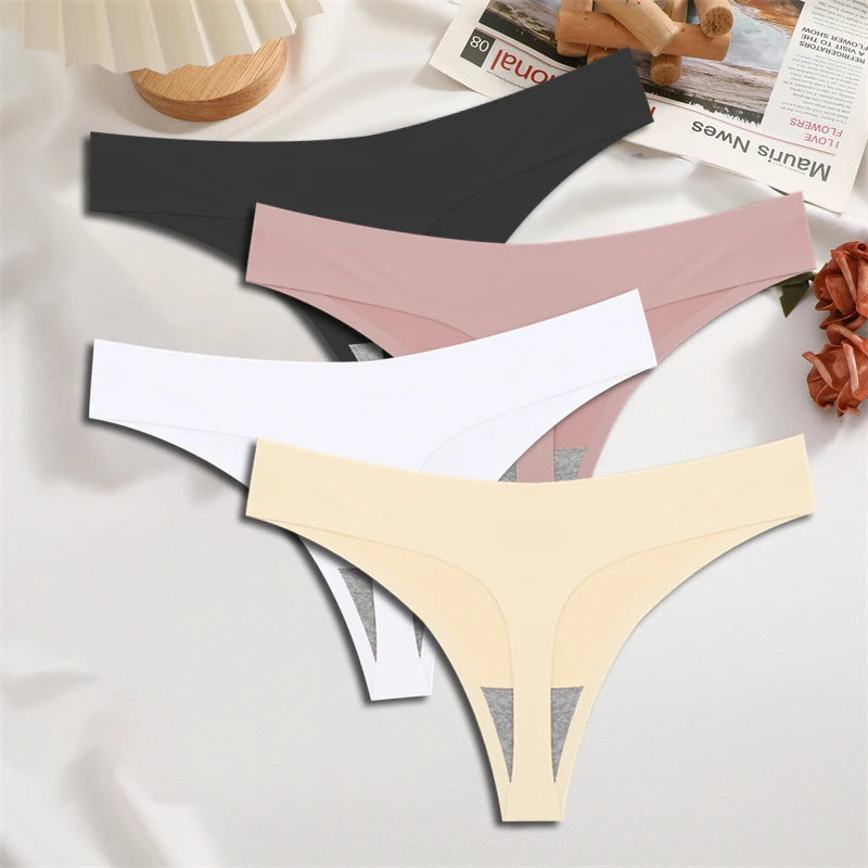FINETOO 4PCS Silk Satin Seamless Underwear