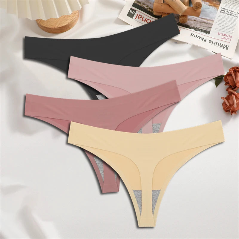 FINETOO 4PCS Silk Satin Seamless Underwear