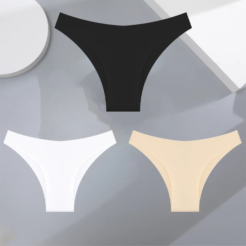 3Pcs Ultra-thin Seamless Silk Underwear for Women