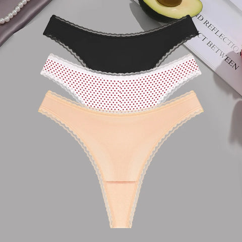 FINETOO 3-delige kanten slipset - Sexy lage taille strings
