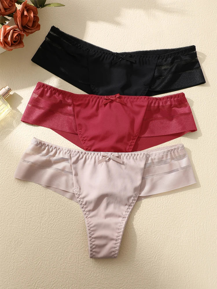 FINETOO 3pcs Women's Lace Hollow Out Underwear