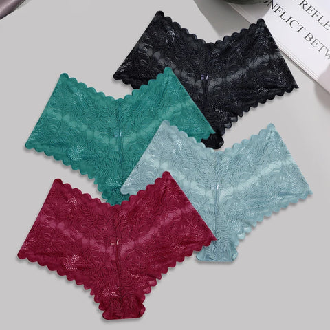 FINETOO 4-delige kanten bloemen boyshorts ondergoed voor dames