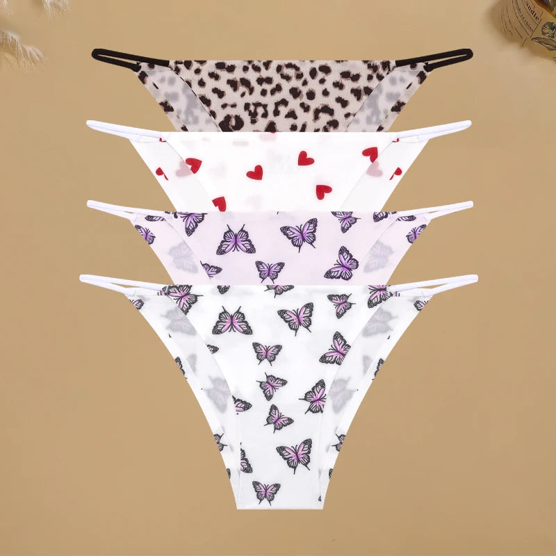4Pcs/Set Women’s Graphic Print Seamless Briefs