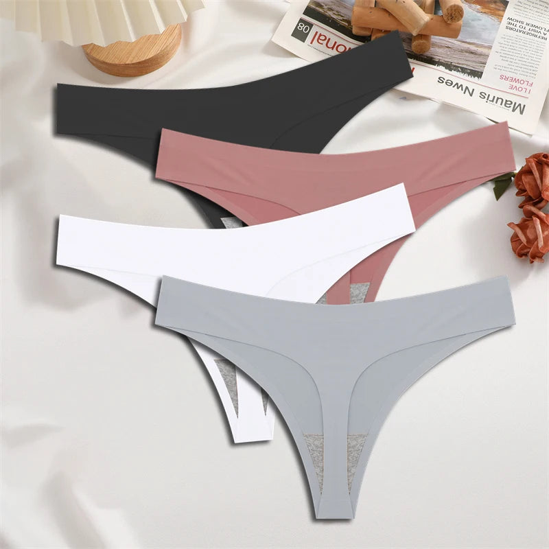 FINETOO 4PCS Silk Satin Seamless Underwear
