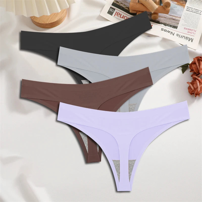 FINETOO 4PCS Silk Satin Seamless Underwear