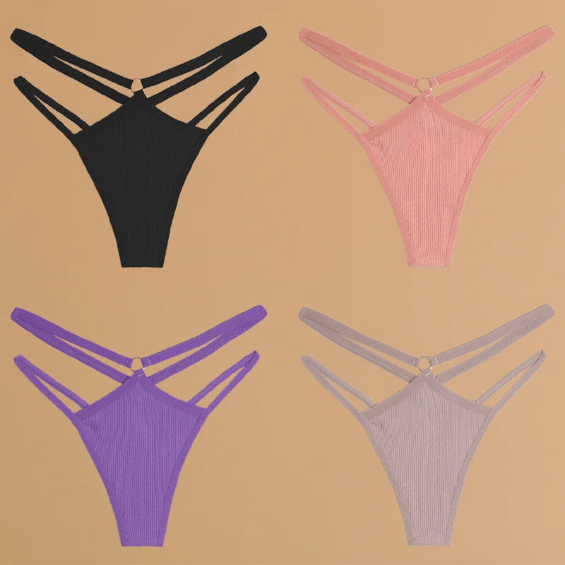 FINETOO 4Pcs Cotton Double Thin Belts Underwear for Women