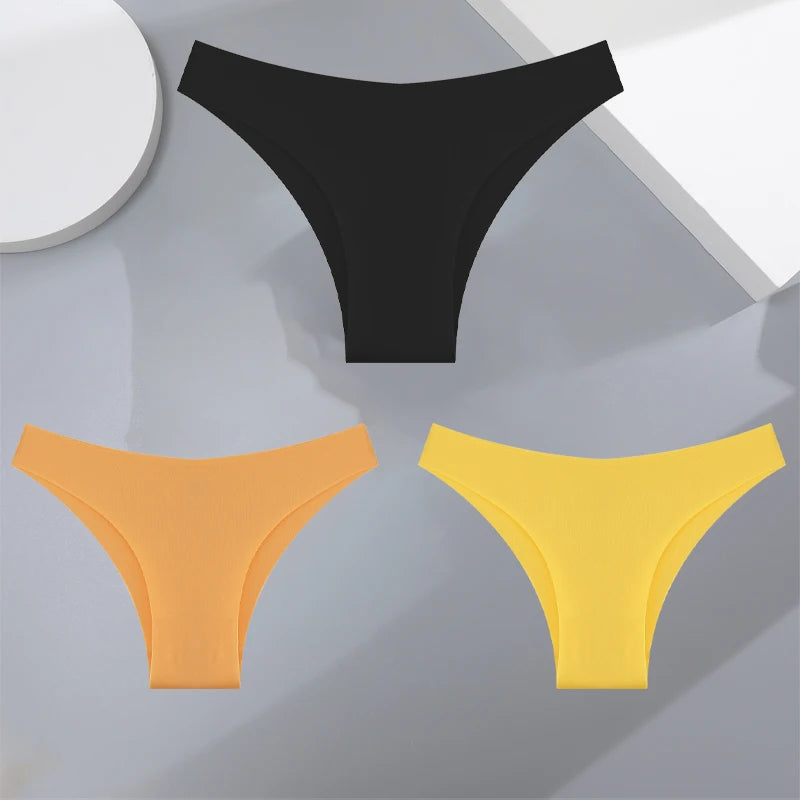 3Pcs Ultra-thin Seamless Silk Underwear for Women