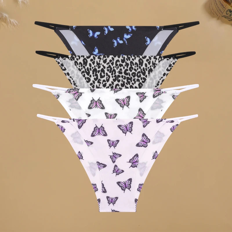 4Pcs/Set Women’s Graphic Print Seamless Briefs