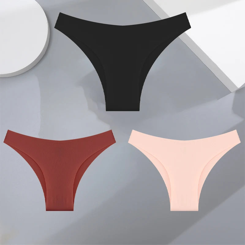 3Pcs Ultra-thin Seamless Silk Underwear for Women