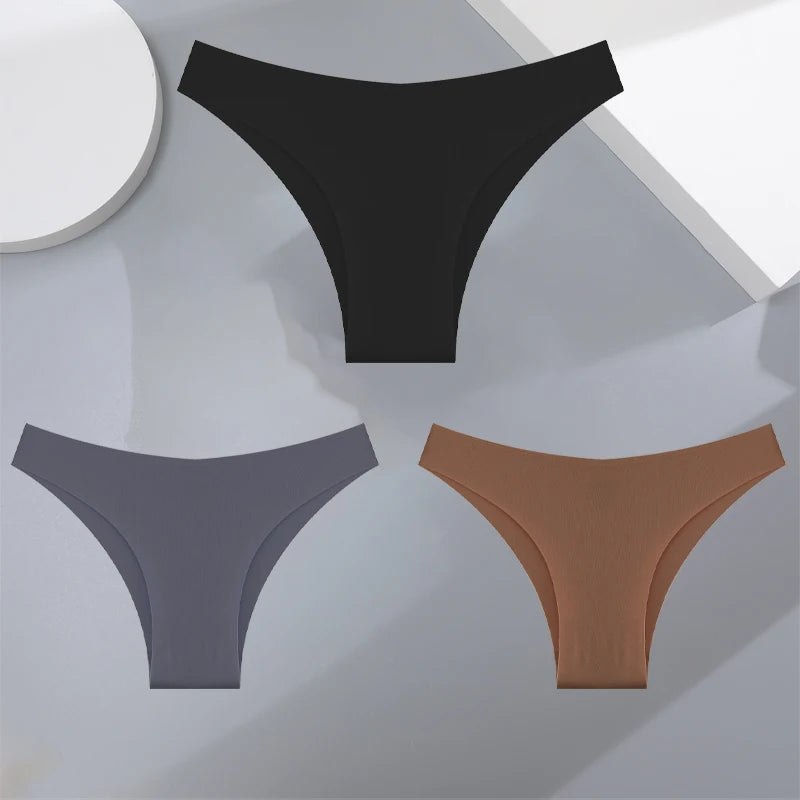 3Pcs Ultra-thin Seamless Silk Underwear for Women