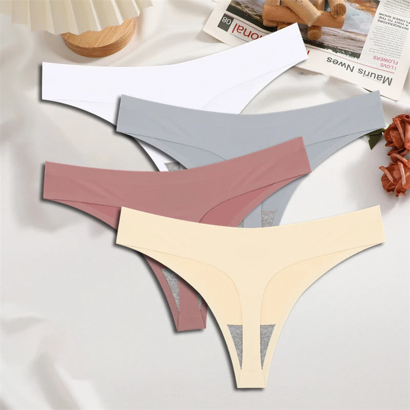 FINETOO 4PCS Silk Satin Seamless Underwear