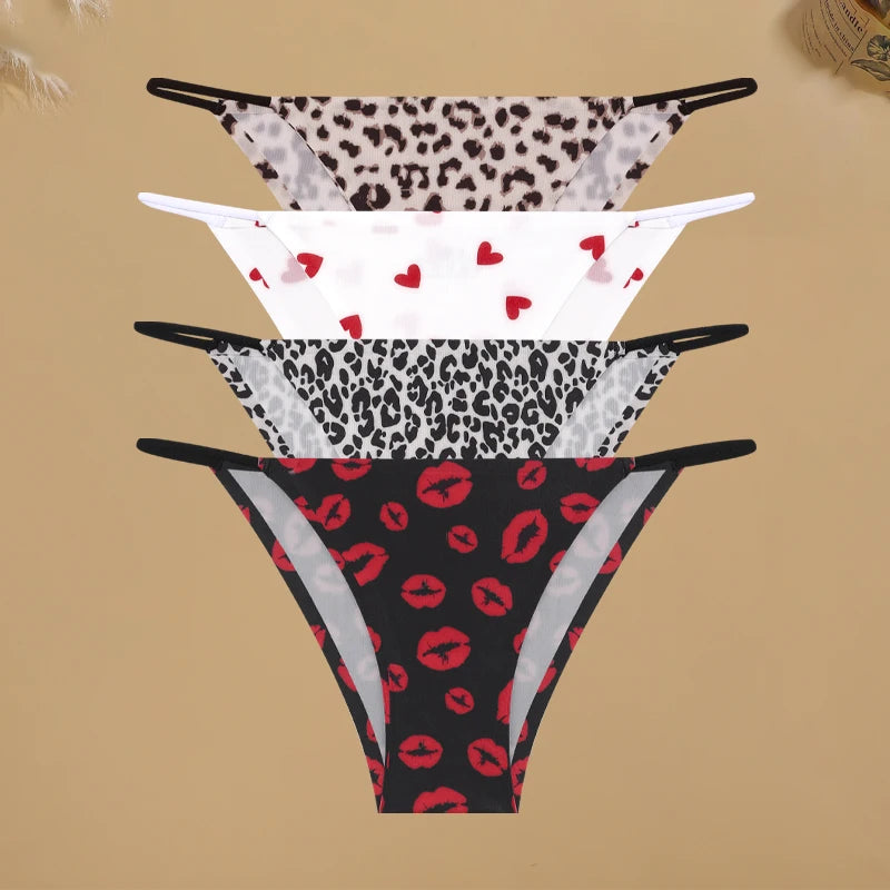 4Pcs/Set Women’s Graphic Print Seamless Briefs