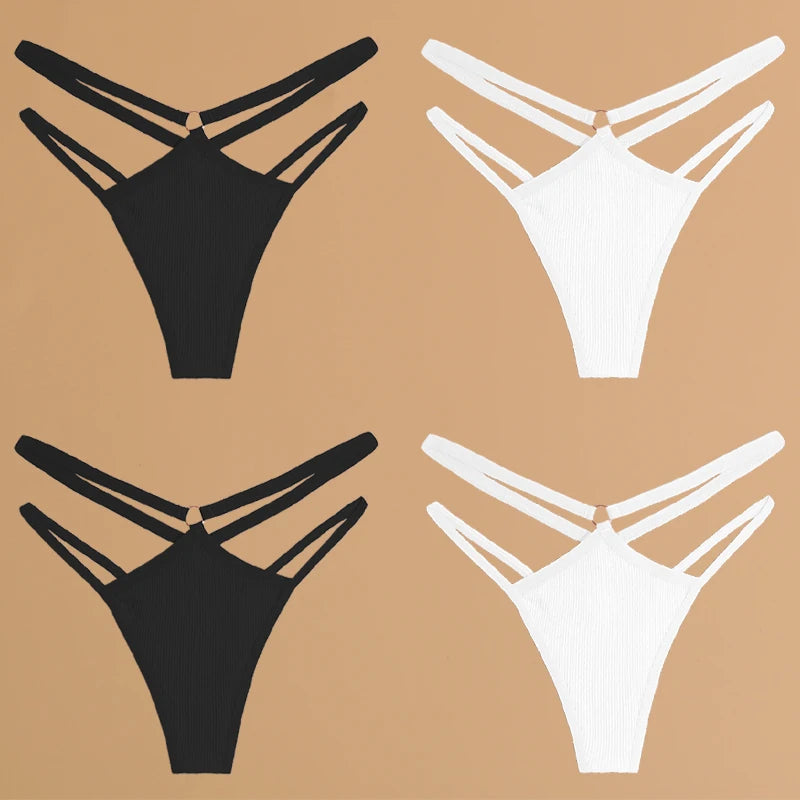 FINETOO 4Pcs Cotton Double Thin Belts Underwear for Women