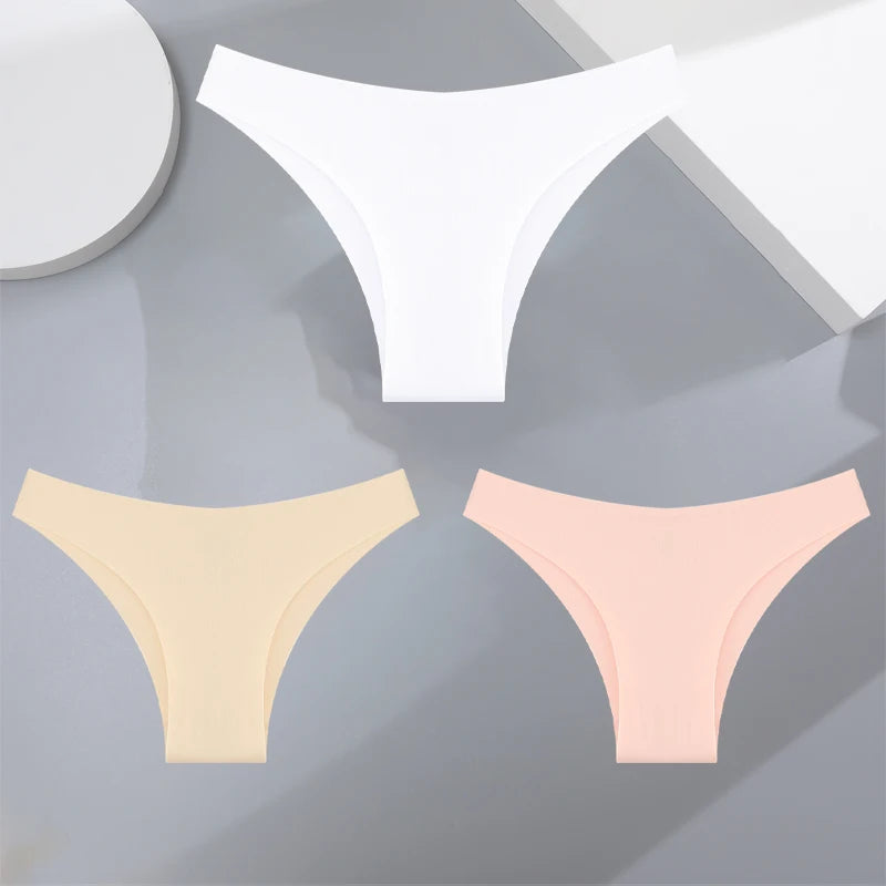 3Pcs Ultra-thin Seamless Silk Underwear for Women