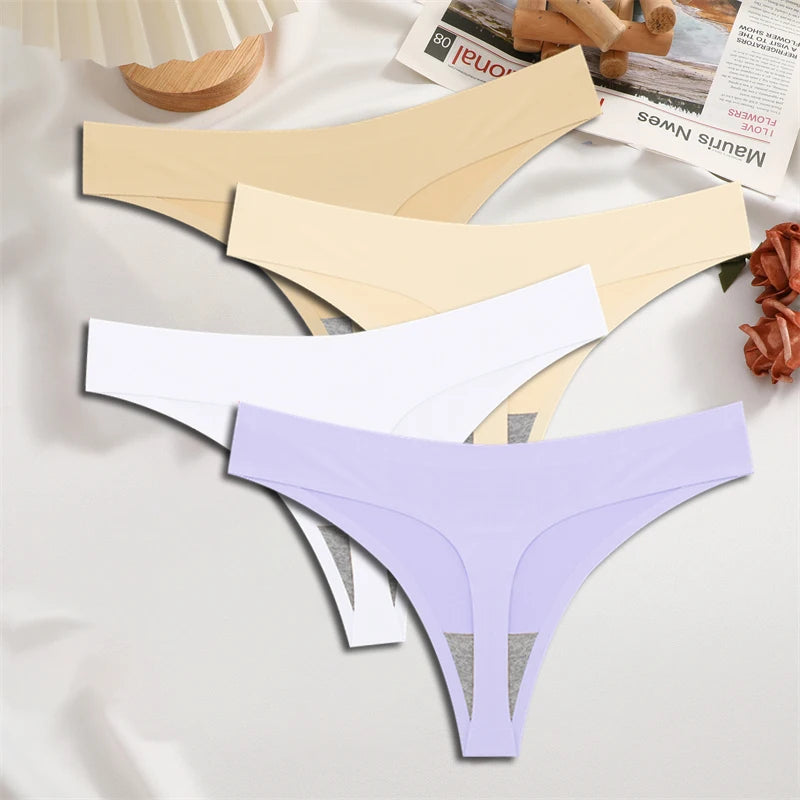 FINETOO 4PCS Silk Satin Seamless Underwear
