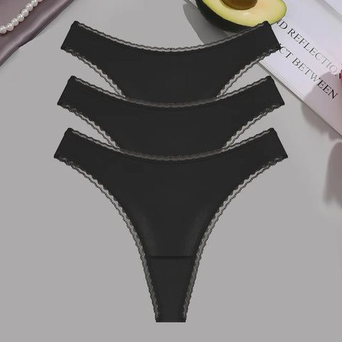 FINETOO 3-delige kanten slipset - Sexy lage taille strings