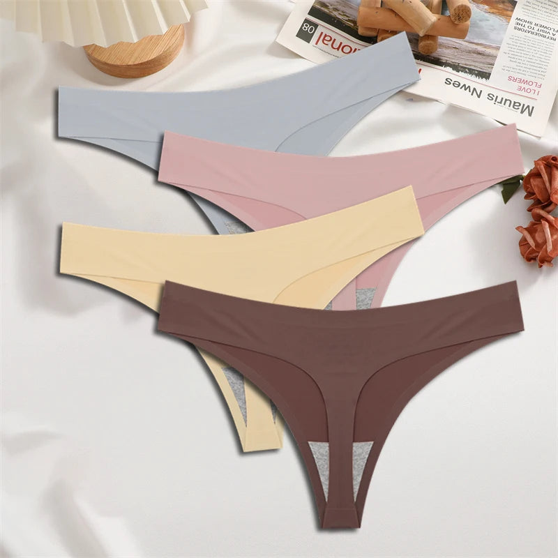 FINETOO 4PCS Silk Satin Seamless Underwear