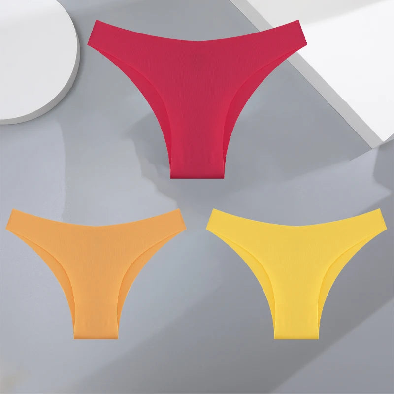 3Pcs Ultra-thin Seamless Silk Underwear for Women