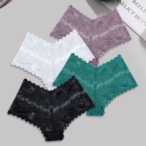 FINETOO 4-delige kanten bloemen boyshorts ondergoed voor dames