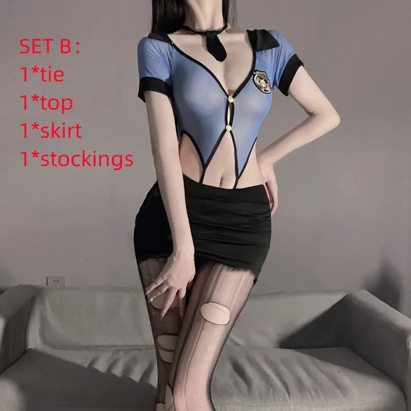 NEW Sexy Police Women Office Lady Cosplay Costume