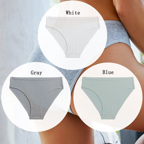 3PCS Set of Cotton Solid Color Women’s Panties – Sexy Basic Briefs for Everyday Comfort