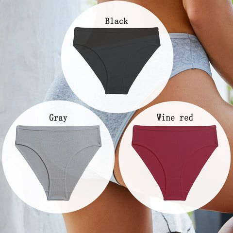 3PCS Set of Cotton Solid Color Women’s Panties – Sexy Basic Briefs for Everyday Comfort