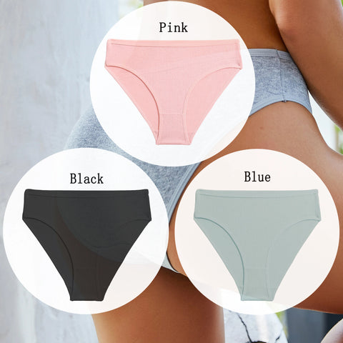 3PCS Set of Cotton Solid Color Women’s Panties – Sexy Basic Briefs for Everyday Comfort