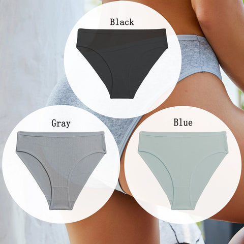 3PCS Set of Cotton Solid Color Women’s Panties – Sexy Basic Briefs for Everyday Comfort
