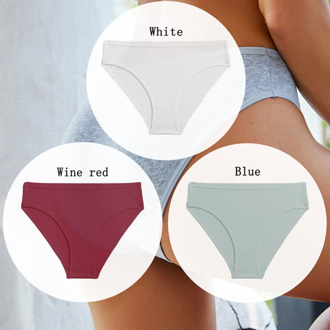 3PCS Set of Cotton Solid Color Women’s Panties – Sexy Basic Briefs for Everyday Comfort