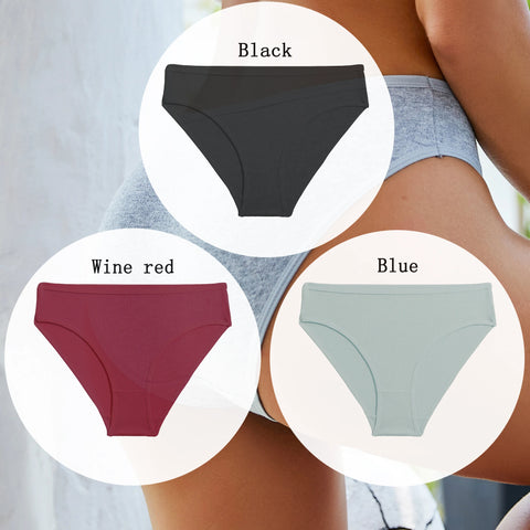 3PCS Set of Cotton Solid Color Women’s Panties – Sexy Basic Briefs for Everyday Comfort