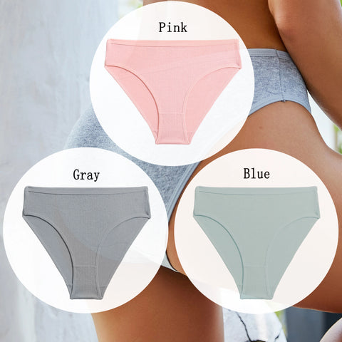 3PCS Set of Cotton Solid Color Women’s Panties – Sexy Basic Briefs for Everyday Comfort