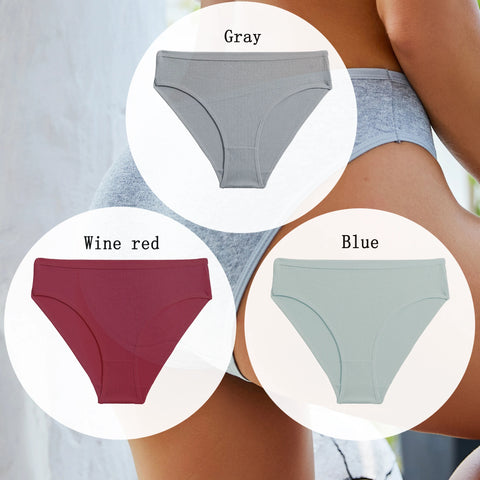 3PCS Set of Cotton Solid Color Women’s Panties – Sexy Basic Briefs for Everyday Comfort