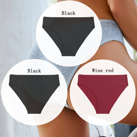 3PCS Set of Cotton Solid Color Women’s Panties – Sexy Basic Briefs for Everyday Comfort