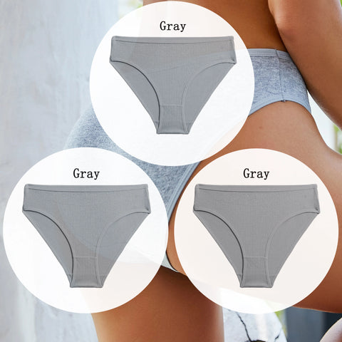 3PCS Set of Cotton Solid Color Women’s Panties – Sexy Basic Briefs for Everyday Comfort