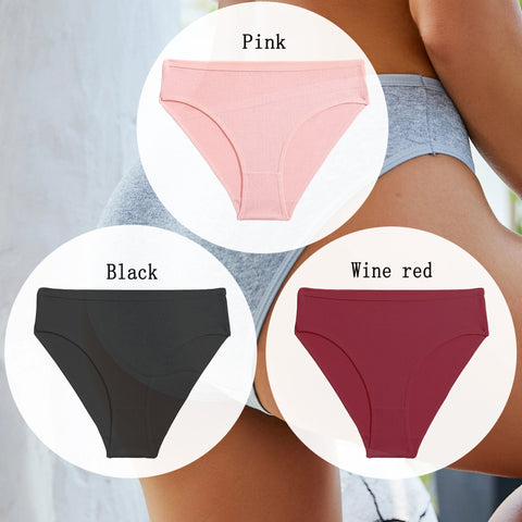 3PCS Set of Cotton Solid Color Women’s Panties – Sexy Basic Briefs for Everyday Comfort