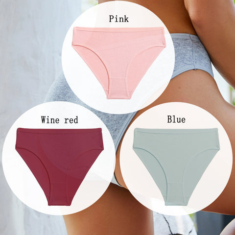 3PCS Set of Cotton Solid Color Women’s Panties – Sexy Basic Briefs for Everyday Comfort