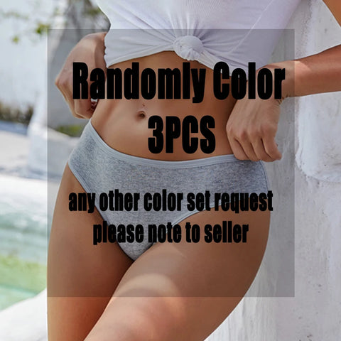 3PCS Set of Cotton Solid Color Women’s Panties – Sexy Basic Briefs for Everyday Comfort