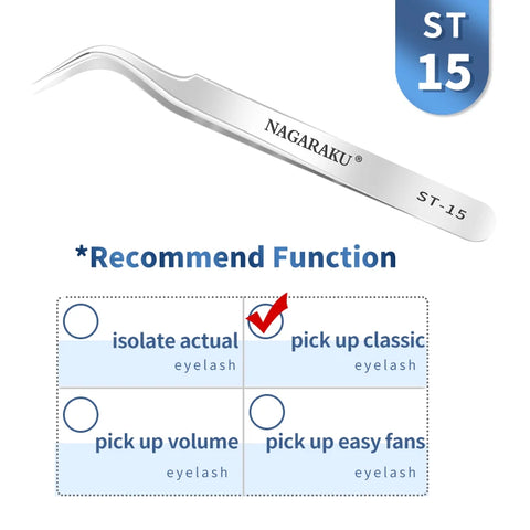 NAGARAKU Eyelash Extension Tweezers - Precision Stainless Steel Makeup Tool