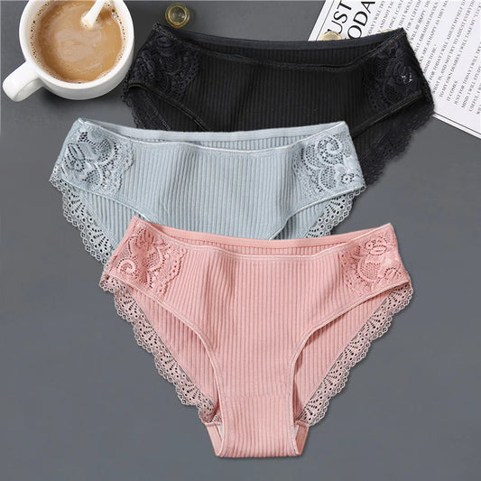 FINETOO 3Pcs/set Women Cotton Panties M-2XL