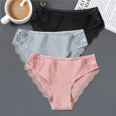 FINETOO 3Pcs/set Women Cotton Panties M-2XL
