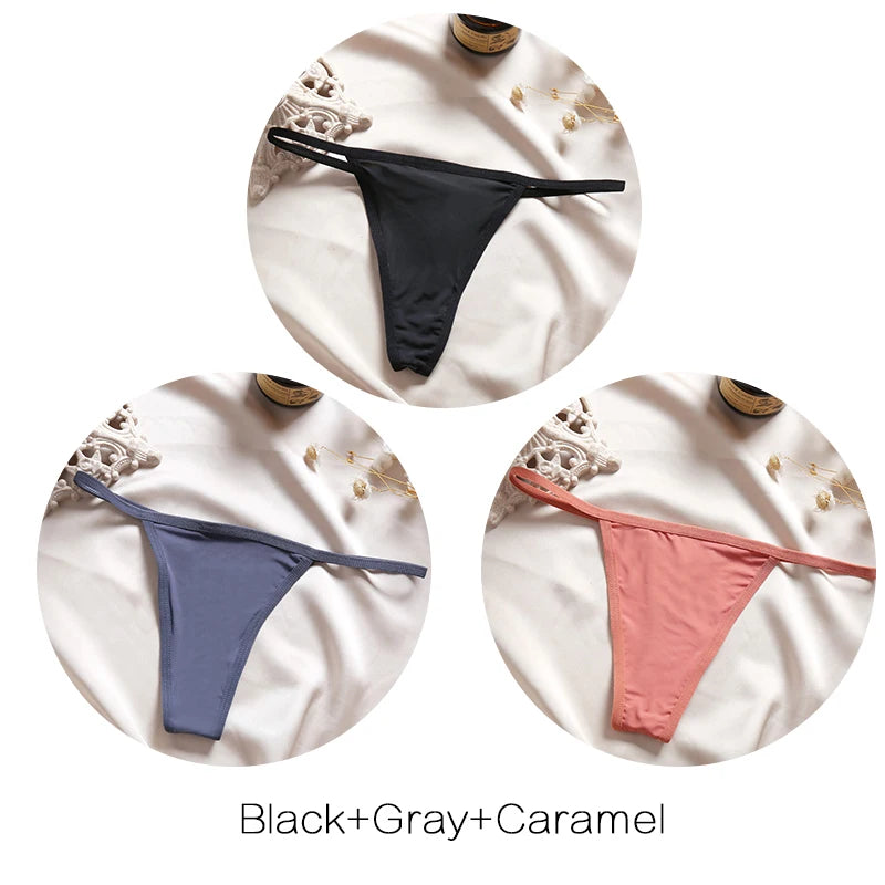 FINETOO Cotton Bikini Panties T-back Thong Set
