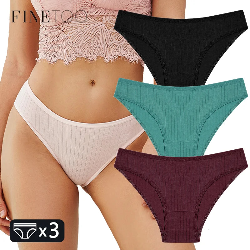 FINETOO 3PCS Women's Cotton Panties Set