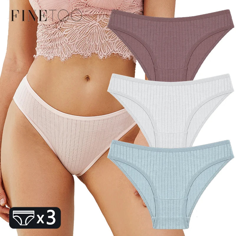 FINETOO 3PCS Women's Cotton Panties Set