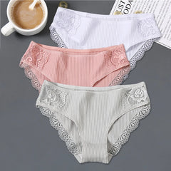 FINETOO 3Pcs/set Women Cotton Panties M-2XL