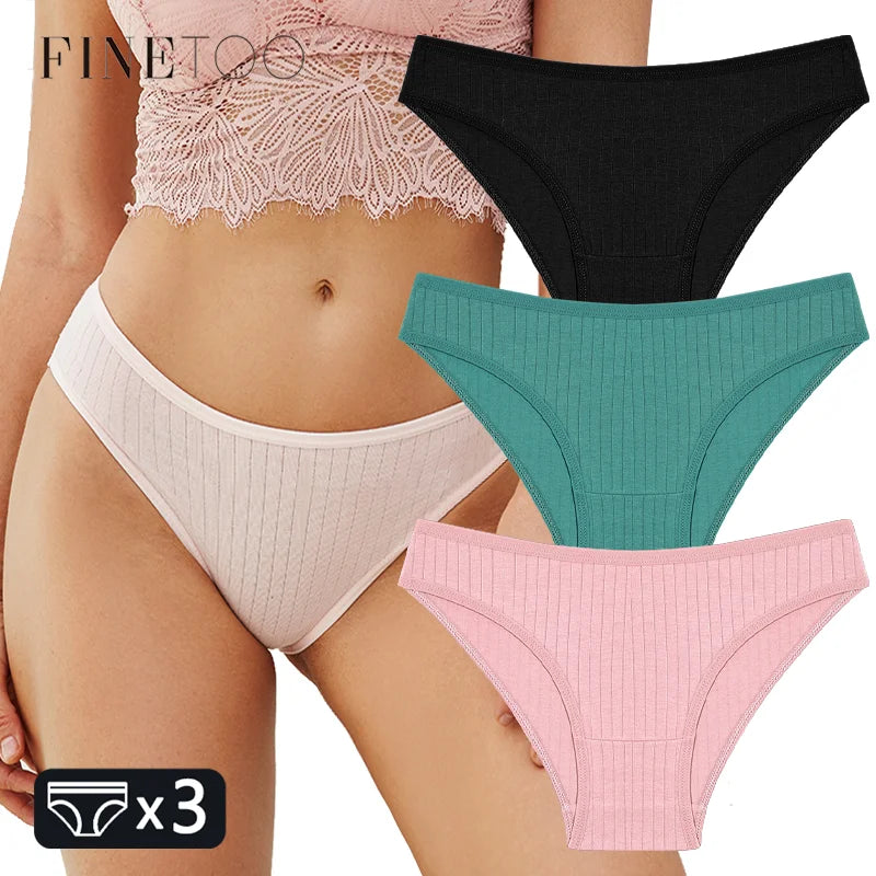 FINETOO 3PCS Women's Cotton Panties Set
