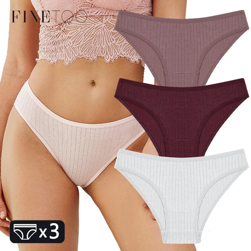 FINETOO 3PCS Women's Cotton Panties Set